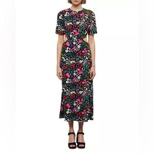 The Kooples Joyful Flowers Cut Out Midi Dress Size FR 3/US 8 - Multicolor - NWT